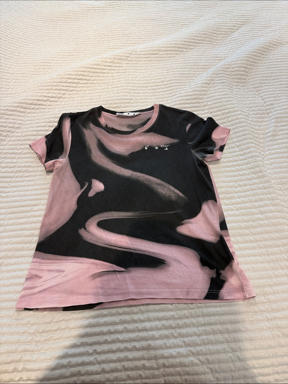 Off-White Pink & Black Swirl Short Sleeve Tee